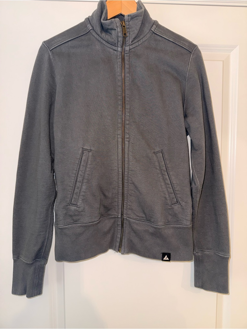 American Giant Women’s Moto Bomber Fleece Zip Jacket in Iron Gray M - Picture 2 of 5
